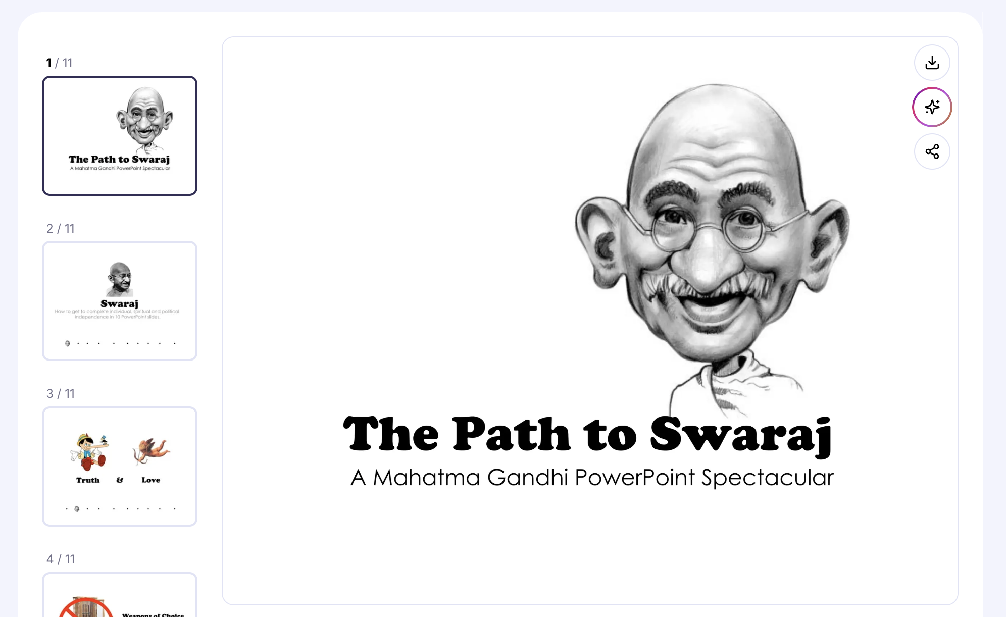 The Path to Swaraj — Gandhi pitch deck
