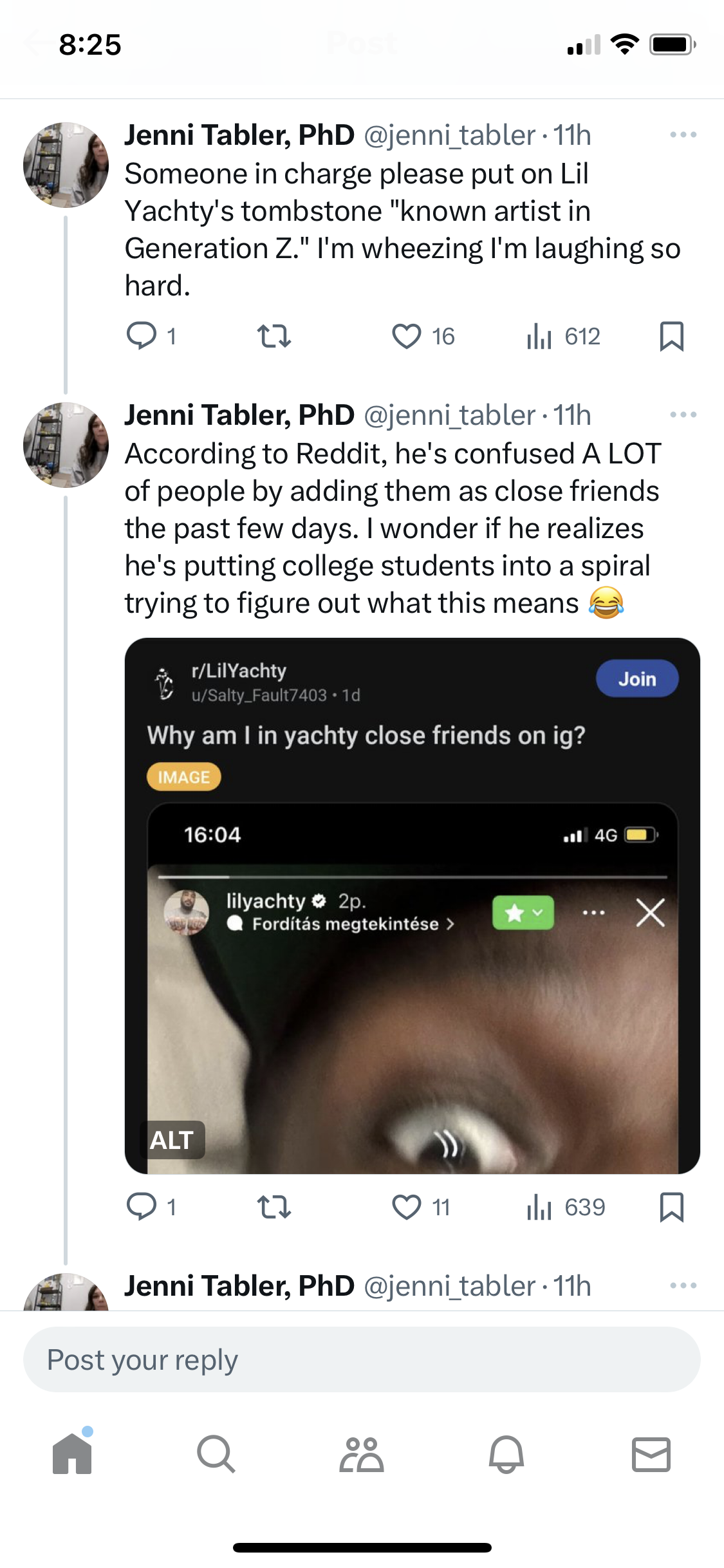 Professor's follow-up tweets